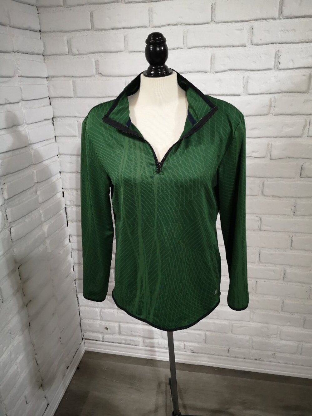 Xersion Ladies Size XL Dark Green w/ Black 1/4 Zip Performance Wear Polo